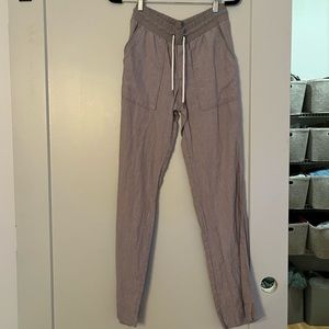 Athleta Wide Leg Tan and White Striped Pants